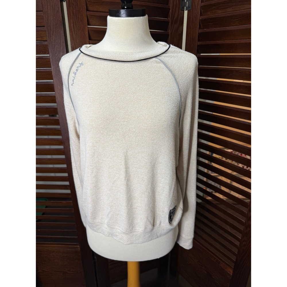 Las Vegas Raiders Cream Pullover Sweatshirt WEAR by Erin Andrews Women's S/P
